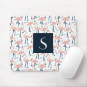 Schattige roze flamingo-monogram muismat (Met muis)