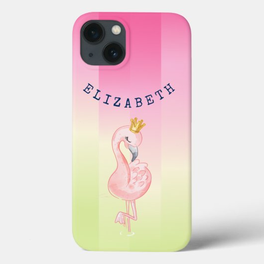 Schattige Roze Flamingo Ombre Gestreepte Case-Mate iPhone Case (Achterkant)