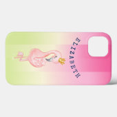 Schattige Roze Flamingo Ombre Gestreepte Case-Mate iPhone Case (Achterkant (horizontaal))