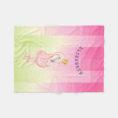 Schattige Roze Flamingo Ombre Gestreepte Fleece Deken (Voorkant (Horizontaal))