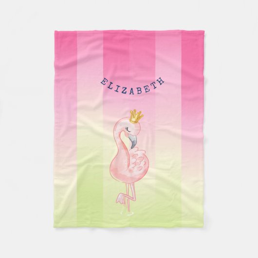 Schattige Roze Flamingo Ombre Gestreepte Fleece Deken (Voorkant)