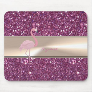 Schattige Roze Flamingo  Op Glitter Muismat