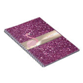Schattige Roze Flamingo Op Glitter Notitieboek (Rechterzijde)