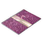 Schattige Roze Flamingo Op Glitter Notitieboek (Linkerzijde)