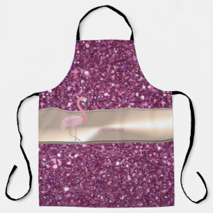 Schattige Roze Flamingo  Op Glitter Schort