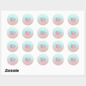 Schattige roze flamingo Palm Leaves Ronde Sticker (Vel)