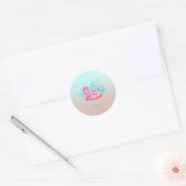 Schattige roze flamingo Palm Leaves Ronde Sticker (Envelop)