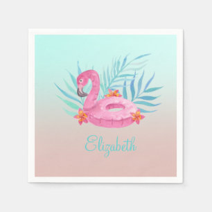 Schattige roze flamingo Palm Leaves Servet