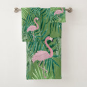 Schattige roze flamingo, palmbladeren bad handdoek (Insitu)