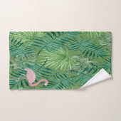 Schattige roze flamingo, palmbladeren bad handdoek (Handdoek)