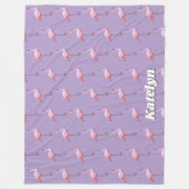 Schattige Roze Flamingo patroon Naam Roze en Paars Fleece Deken (Voorkant)