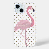 Schattige roze flamingo, Polka Dots-Personalized Case-Mate iPhone Case (Achterkant)