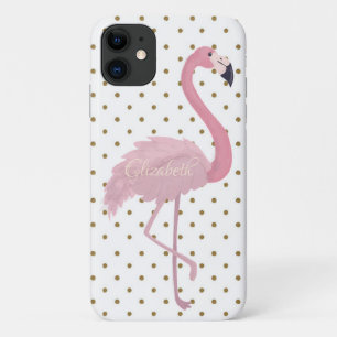 Schattige roze flamingo, Polka Dots-Personalized Case-Mate iPhone Case