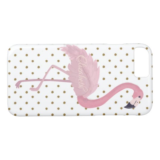 Schattige roze flamingo, Polka Dots-Personalized Case-Mate iPhone Case (Achterkant (Horizontaal))