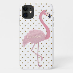 Schattige roze flamingo, Polka Dots-Personalized Case-Mate iPhone Case