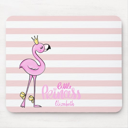 Schattige roze flamingo roze witte strepen muismat (Voorkant)
