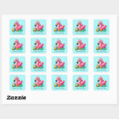 Schattige roze flamingo spelen vierkante sticker (Vel)