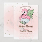 Schattige Roze Flamingo Sterren Baby Shower Kaart (Voorkant / Achterkant)