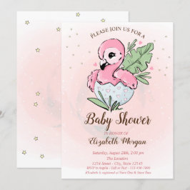 Schattige Roze Flamingo Sterren Baby Shower  Kaart