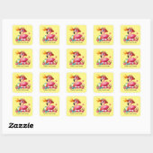 Schattige roze flamingo strand Vierkante Sticker (Vel)