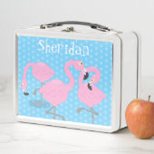 Schattige roze flamingo trio blauwe cartoon illust (In situ)