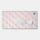 Schattige Roze Flamingo Tropisch Patroon Monogram Bureaumat (Keyboard & Muis)