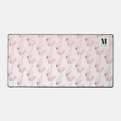 Schattige Roze Flamingo Tropisch Patroon Monogram Bureaumat (Voorkant)