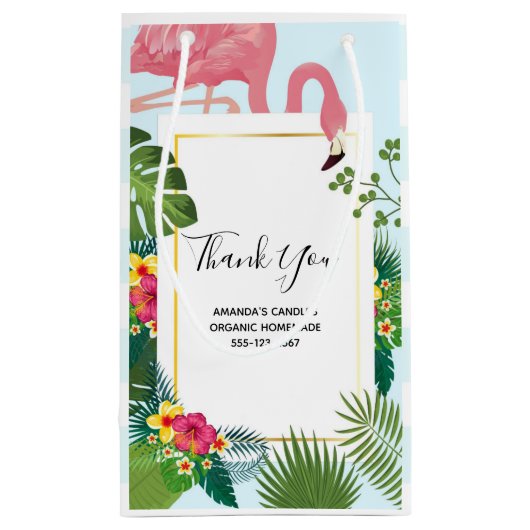 Schattige roze flamingo tropisch thema bedrijf klein cadeauzakje (Achterkant)