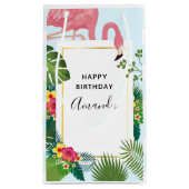 Schattige roze flamingo tropisch thema verjaardag klein cadeauzakje (Achterkant)