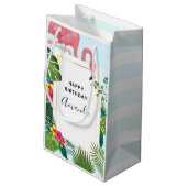 Schattige roze flamingo tropisch thema verjaardag klein cadeauzakje (Achterkant Gekanteld)