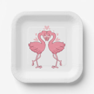 Schattige Roze Flamingo Tropische Hawaiaanse Stran Papieren Bordje