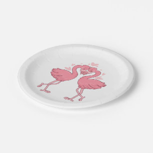 Schattige Roze Flamingo Tropische Hawaiaanse Stran Papieren Bordje