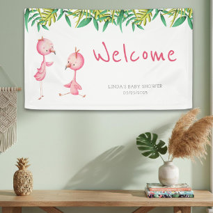 Schattige Roze Flamingo Tweeling Baby Shower Welko Spandoek