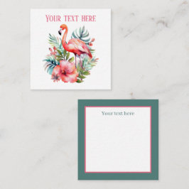 schattige roze flamingo voeg naam strand toe notitiekaartje