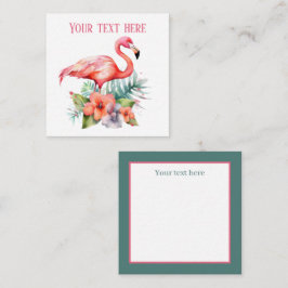 schattige roze flamingo voeg naam strand toe  notitiekaartje