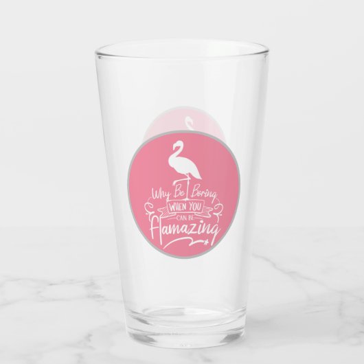 schattige roze flamingo woordkunst glas (Achterkant)