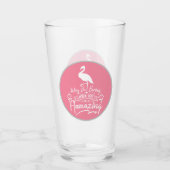 schattige roze flamingo woordkunst glas (Voorkant)