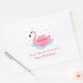 Schattige roze flamingo zwembad Float Dank u Stick Vierkante Sticker (Envelop)