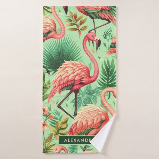  Schattige roze flamingo's Badhanddoek (Badhanddoek)