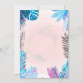 Schattige Roze Flamingo's Blauw Palmblad Verjaarda Kaart (Achterkant)