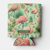  Schattige roze flamingo's Blikjeskoeler (Voorkant)