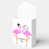 Schattige roze flamingo's bruid & bruidegom bruilo bedankdoosjes (Geopend)