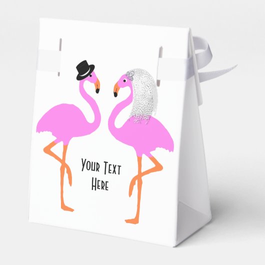 Schattige roze flamingo's bruid & bruidegom bruilo bedankdoosjes (Achterkant)
