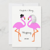 Schattige roze flamingo's bruid & bruidegom bruilo kaart (Voorkant)
