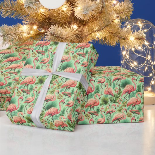 Schattige roze flamingo's Cadeaupapier (Feestdagen)