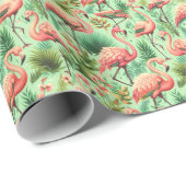 Schattige roze flamingo's Cadeaupapier (Rol Hoek)