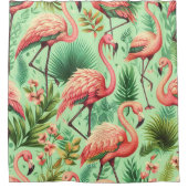 Schattige roze flamingo's Douchegordijn (Voorkant)
