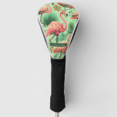  Schattige roze flamingo's Golfheadcover (Voorkant)