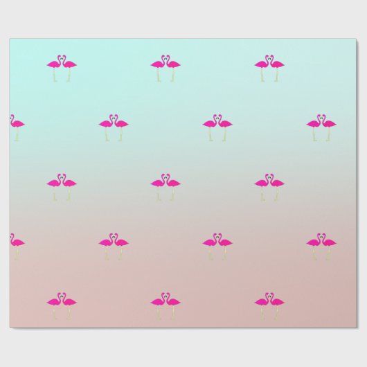 Schattige roze flamingos in liefde cadeaupapier (Vlak)