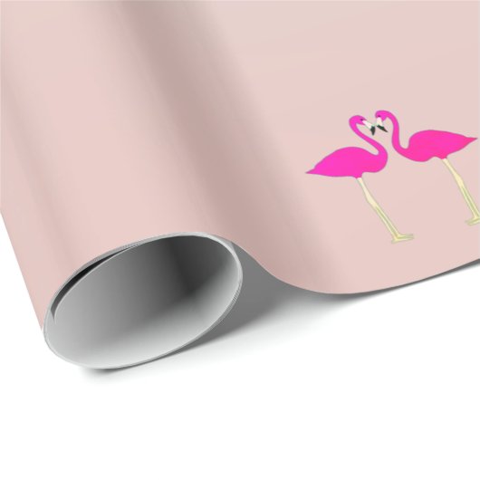 Schattige roze flamingos in liefde cadeaupapier (Rol Hoek)